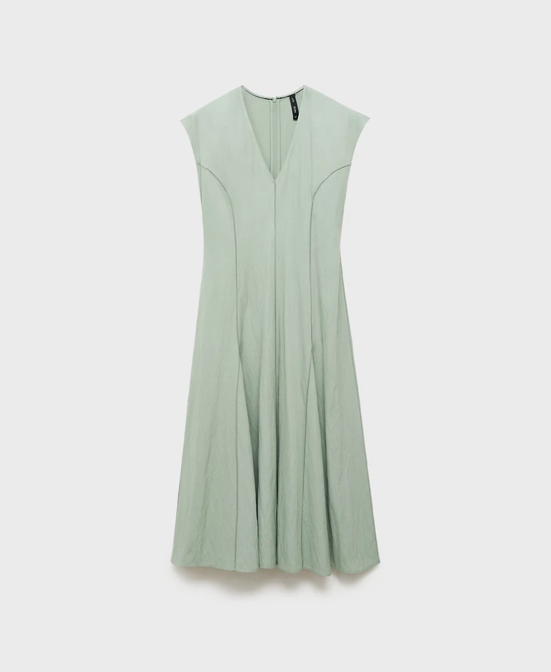 Mango Women's Stitching Detail V-Neck Dress