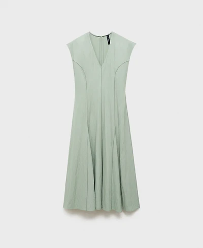 Mango Women's Stitching Detail V-Neck Dress