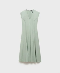 Mango Women's Stitching Detail V-Neck Dress