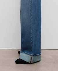 Mango Women's Turn-Up Hem Wide-Leg Jeans