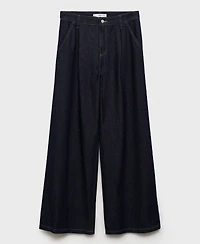 Mango Women's Wide Leg Pleated Jeans