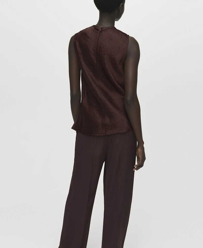 Mango Women's Wrinkled-Effect Satin Blouse