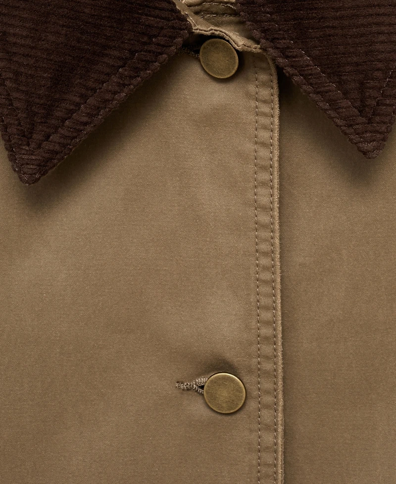 Mango Women's Corduroy Collar Denim Jacket