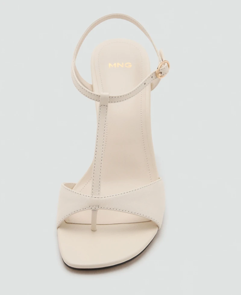 Mango Women's Straps Heeled Leather Sandals