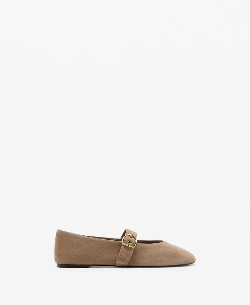 Mango Women's Suede Leather Ballet Flats
