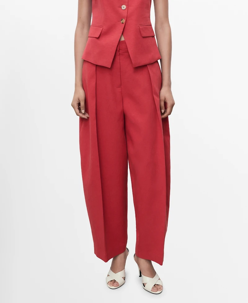 Mango Women's Linen-Blend Balloon Suit Pants