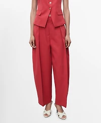 Mango Women's Linen-Blend Balloon Suit Pants