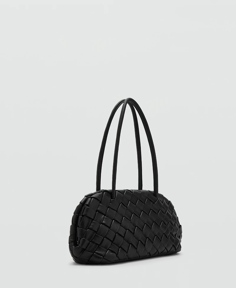 Mango Women's Braided Leather Shoulder Bag