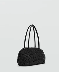 Mango Women's Braided Leather Shoulder Bag