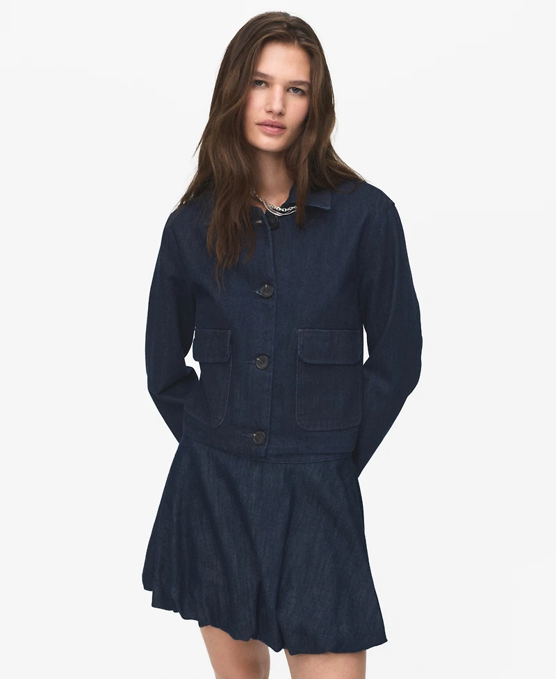 Mango Women's Pockets Denim Jacket