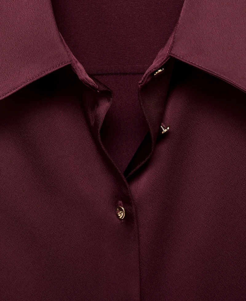 Mango Women's Satin Finish Flowy Shirt