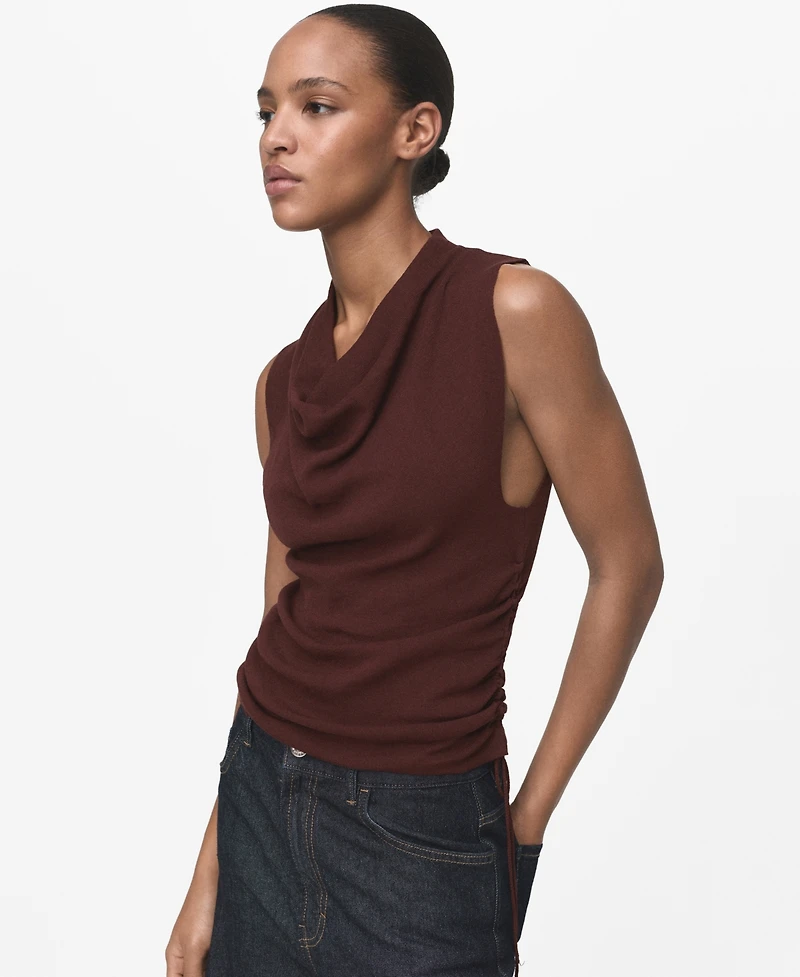 Mango Women's Ruched Knitted Top