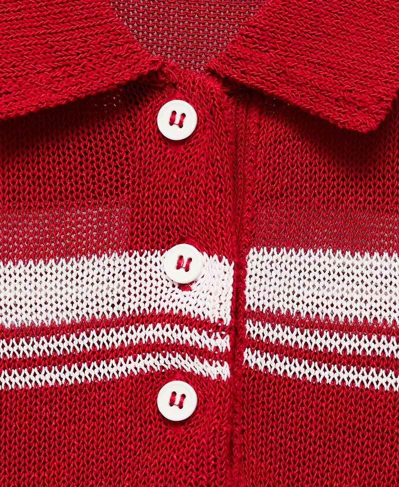 Mango Women's Striped Polo Neck Sweater