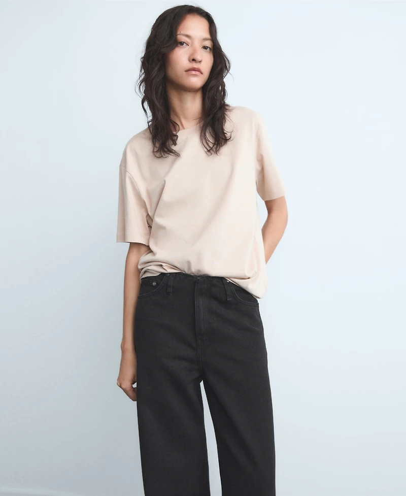 Mango Women's Wide Leg Mid-Rise Jeans