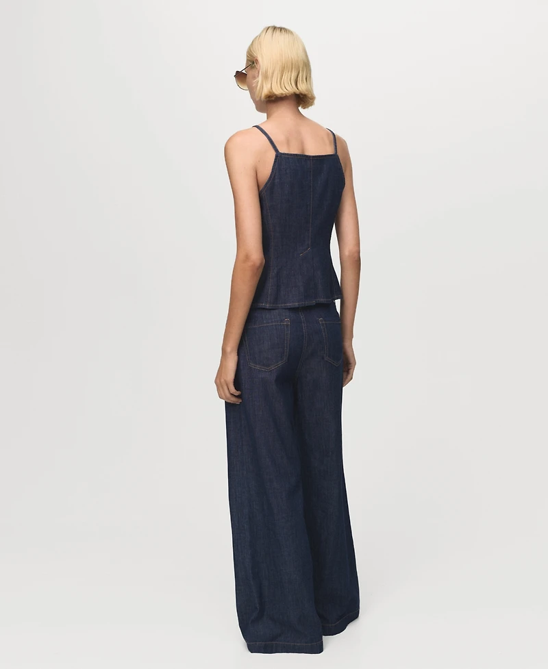 Mango Women's Wide Leg Mid-Rise Jeans