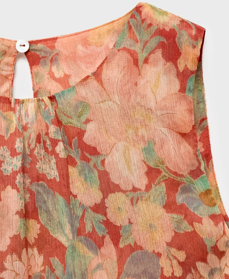 Mango Women's Floral Pleated Blouse