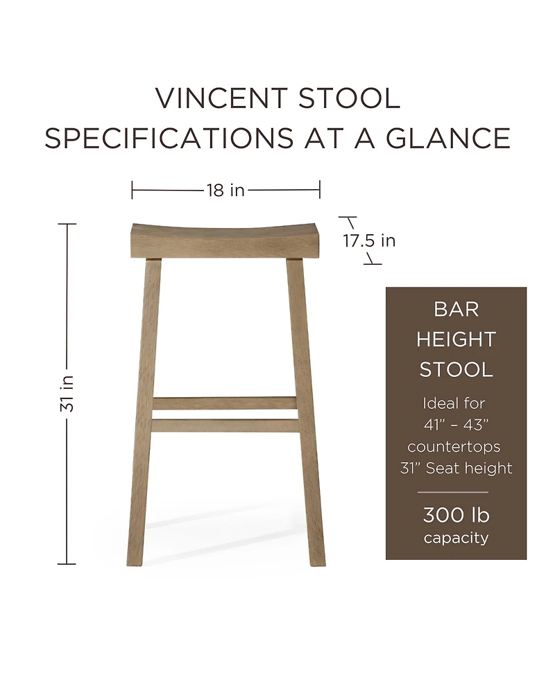 Maven Lane Vincent Wooden Rustic Kitchen Bar Stool, Antiqued Grey, Set of 2