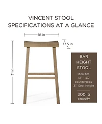 Maven Lane Vincent Wooden Rustic Kitchen Bar Stool, Antiqued Grey, Set of 2