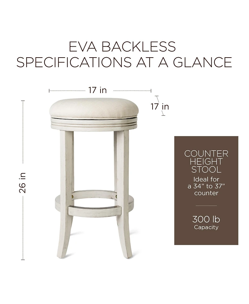 Maven Lane Eva Counter Stool, White Oak Finish w/ Natural Color Fabric, Set of 3
