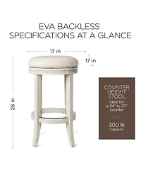 Maven Lane Eva Counter Stool, White Oak Finish w/ Natural Color Fabric, Set of 3