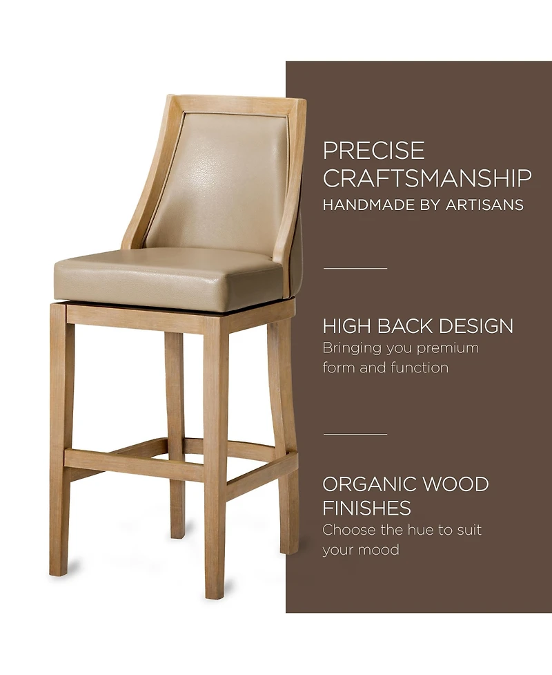 Maven Lane Vienna Bar Stool in Weathered Oak Finish, Avanti Bone, Set of 3