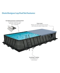 Funsicle 24'x12'x52" Oasis Rectangle Outdoor Above Ground Swimming Pool, Gray