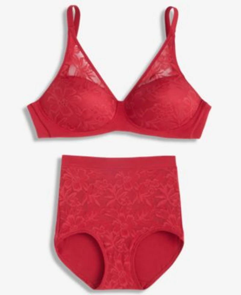 Bali Womens Breathe Wireless T Shirt Bra High Rise Brief Underwear