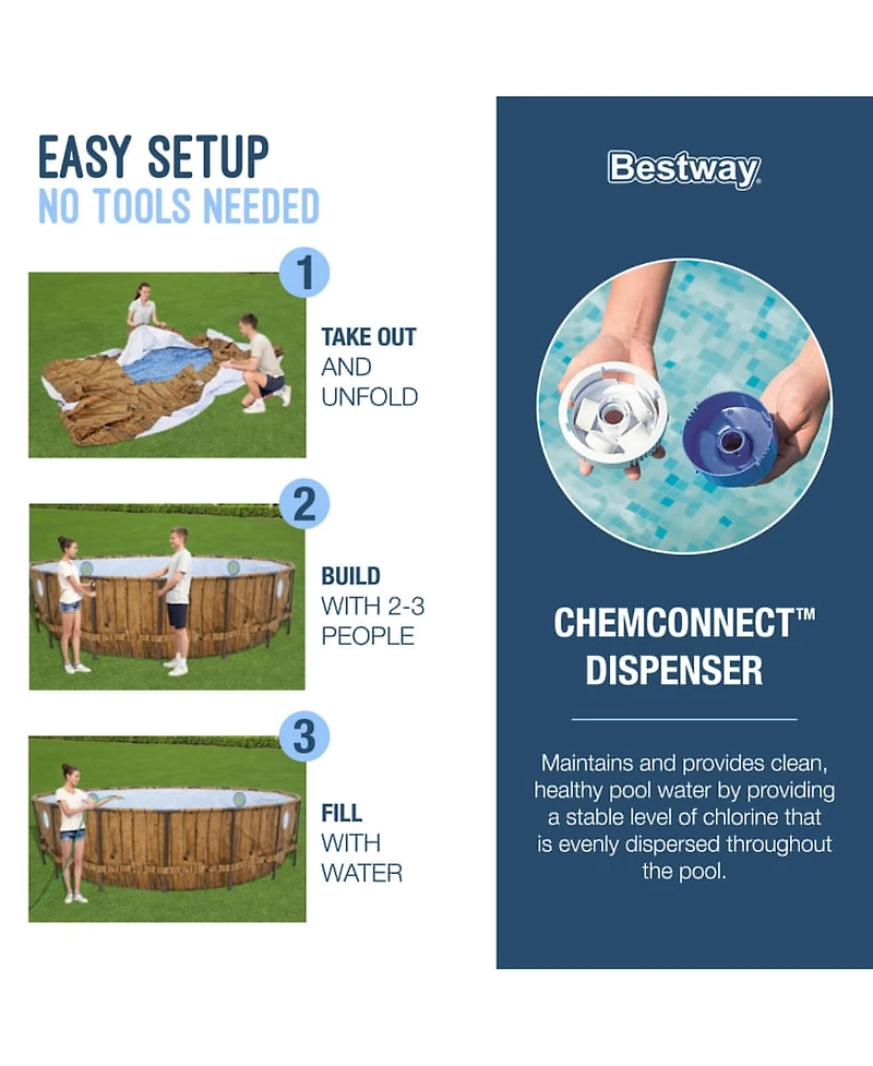 Bestway Power Steel Swim Vista 16' x 48" Round Above Ground Swimming Pool Set