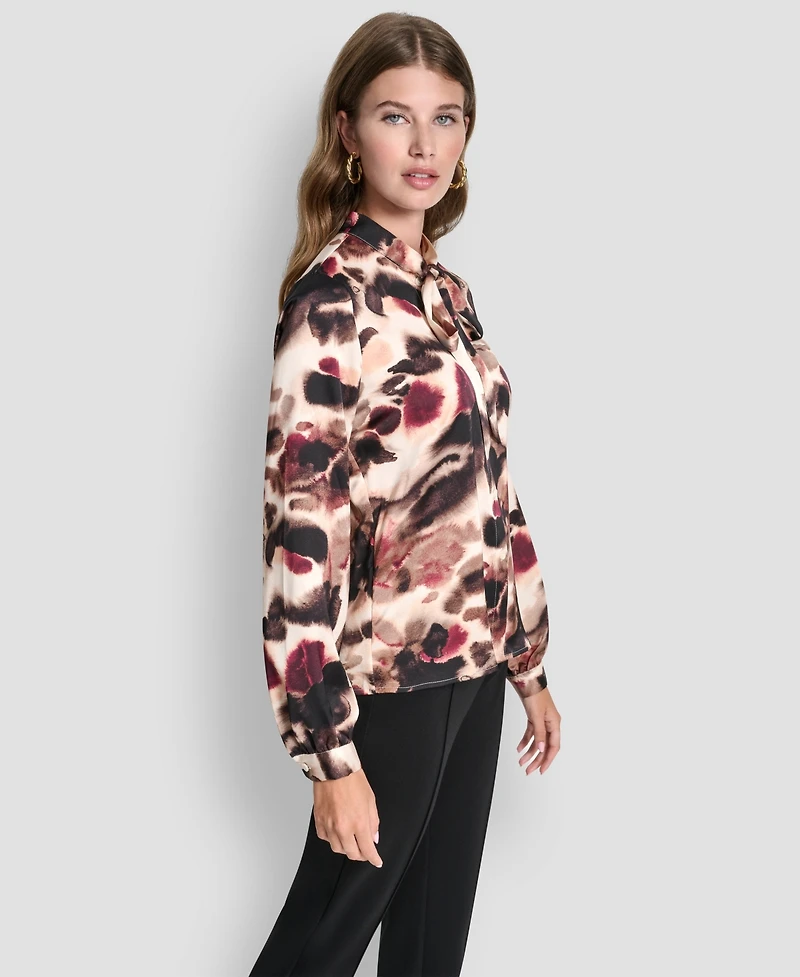 Dkny Petite Necktie Long-Sleeve Top