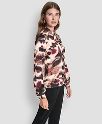 Dkny Petite Necktie Long-Sleeve Top