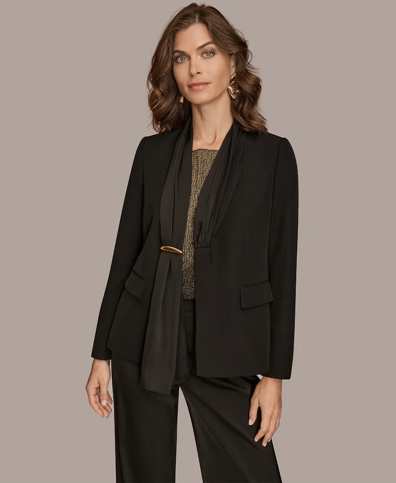 Donna Karan New York Women's Mixed Media Collarless Jacket
