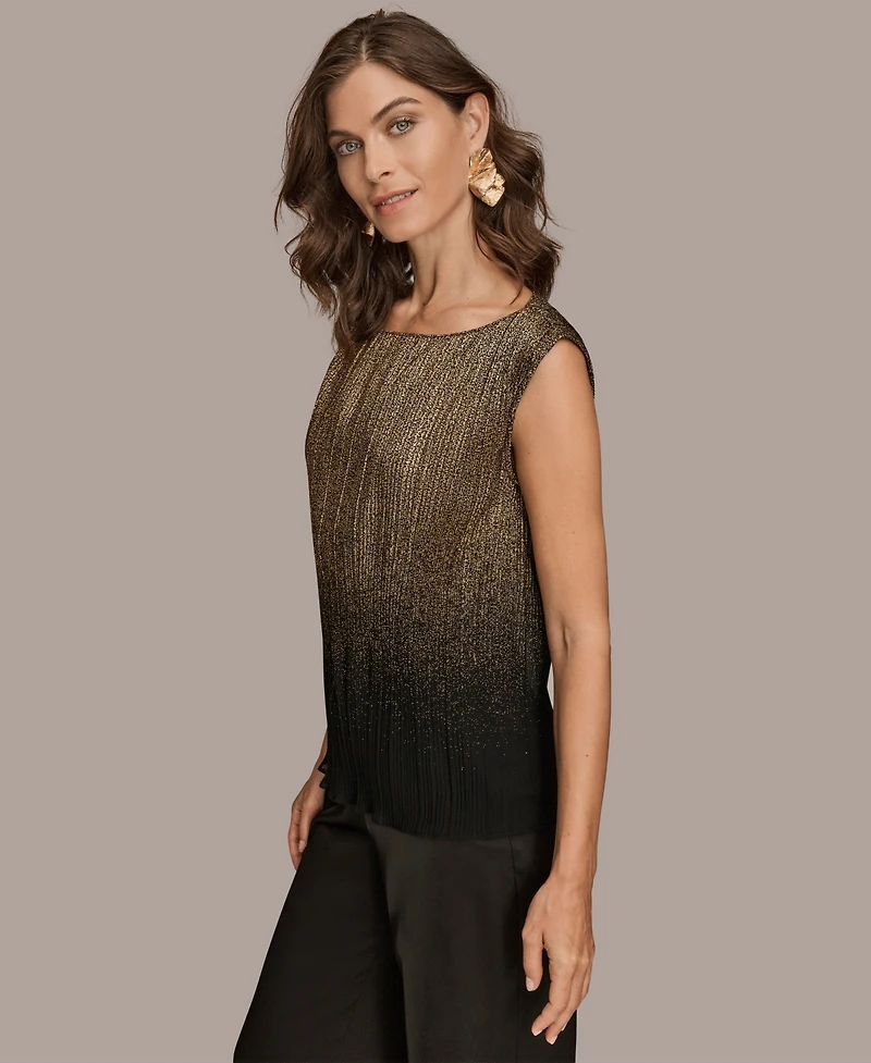 Donna Karan New York Petite Boat-Neck Ombre Sleeveless Top