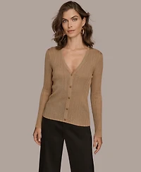 Donna Karan New York Women's Novelty Long Sleeve V-Neck Cardigan