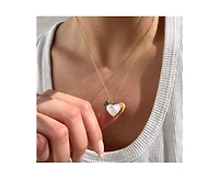 Mother-of-Pearl Heart Pendant Charm Necklace in 14k Gold-Plated Sterling Silver