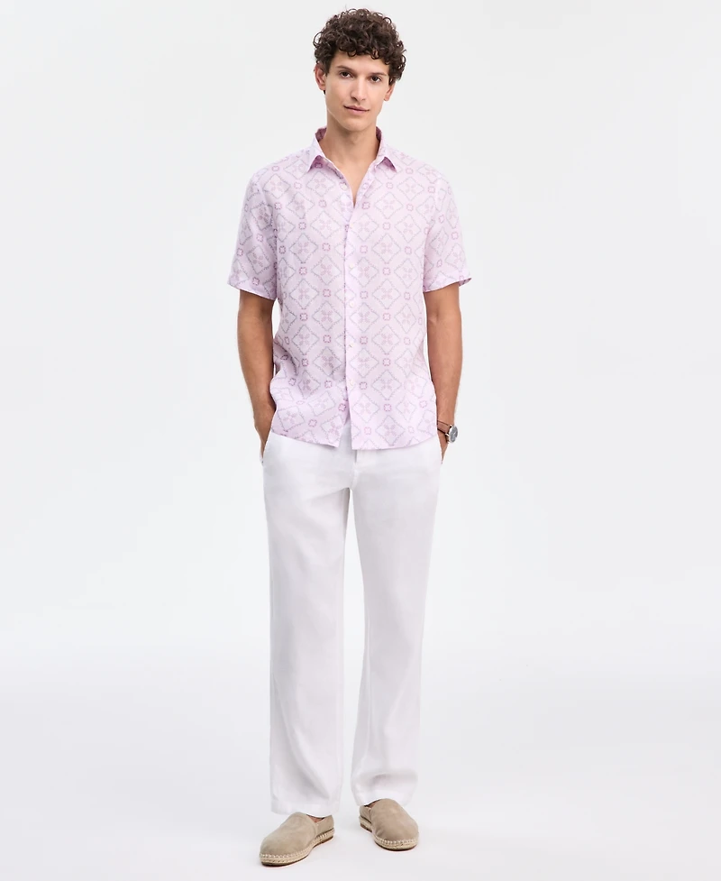 Club Room Men's Casa Regular-Fit Floral Button-Down Linen Shirt, Macy's Exclusive
