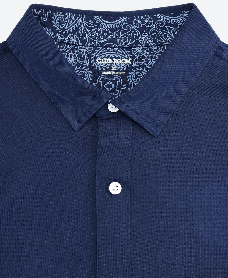 Club Room Men's Pima Cotton Solid Short-Sleeve Button-Up Knit Shirt, Macy's Exclusive