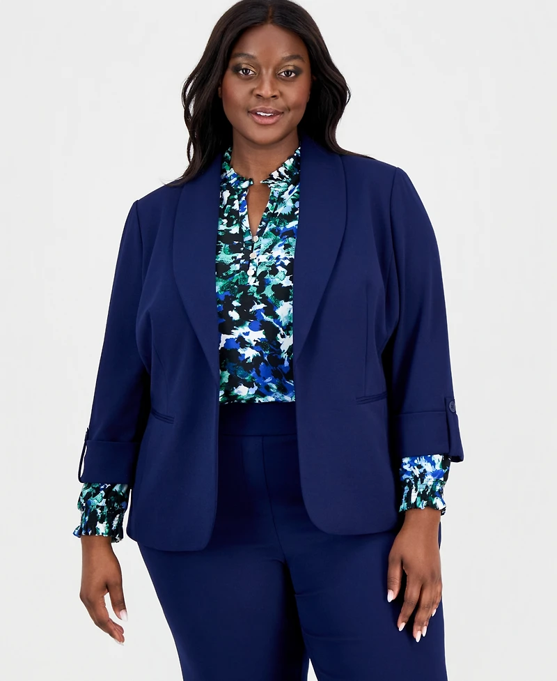Ak Anne Klein Plus Shawl-Collar 3/4-Sleeve Blazer