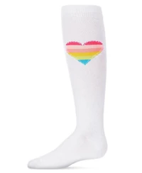 Memoi Little Girls Neon Stitched Heart Cotton Blend Knee High Sock