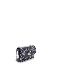 Pre-Owned Balenciaga Small Bb Graffiti Chain Wallet Leather