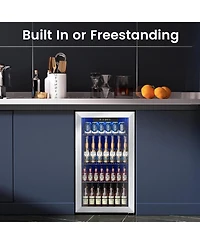 Cowsar 26 Bottle Wine Cooler Refrigerator, Small Freestanding Wine Fridge for Red, White and Champagne, Built-in Wine Cellar with Stainless Steel Glas