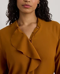Lauren Ralph Plus Ruffle Trimmed Tunic Top