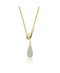 Genevive Sterling Silver 14K Gold Plated with Clear Cubic Zirconia Tear Drop Necklace