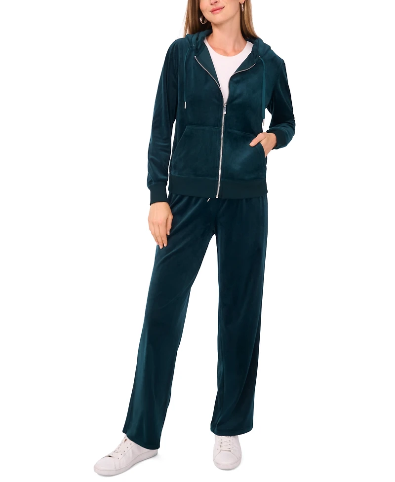 Vince Camuto Women's Velour Zip-Front Hoodie Jacket