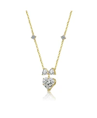 Rachel Glauber 14K Gold Plated with Clear Cubic Zirconia Heart Design Necklace