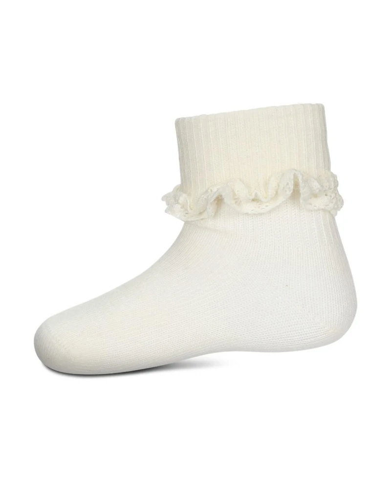 Memoi Infant Ruffle Eyelet Cotton Blend Anklet Socks