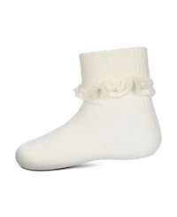 Memoi Infant Ruffle Eyelet Cotton Blend Anklet Socks