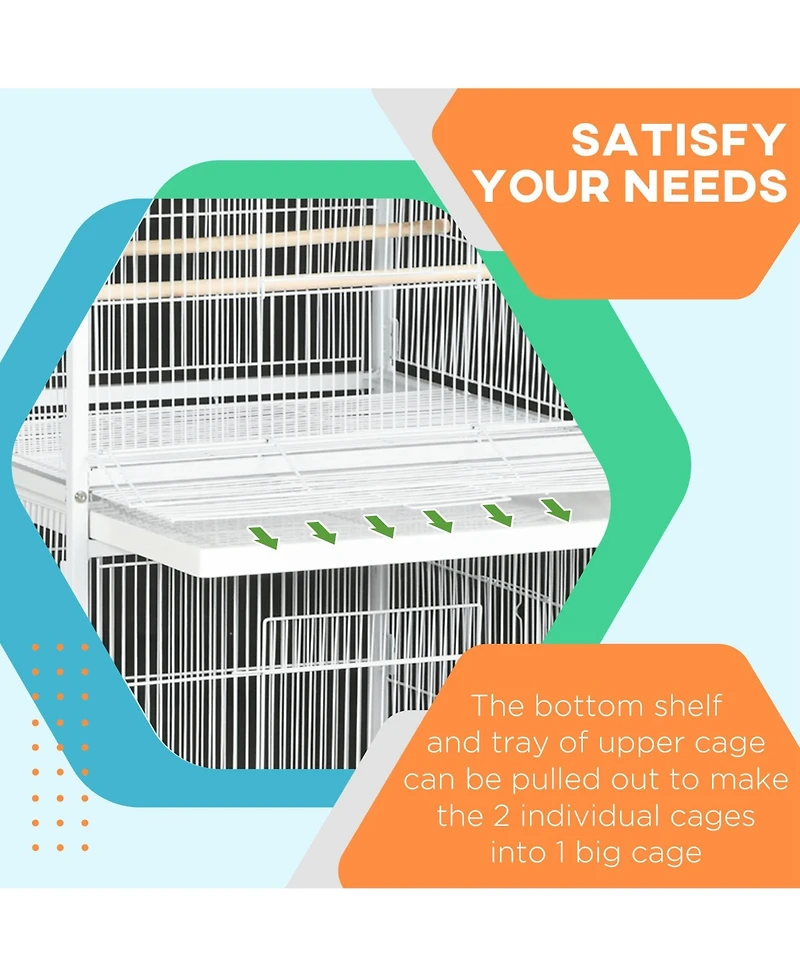 PawHut 67" Bird Cage Feeder with Sd, Wheels, Accessories,