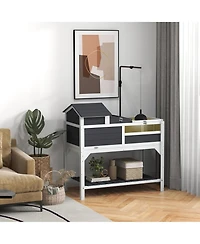 PawHut Tortoise Habitat with Adjustable Lamp Holder, Storage Shelf,