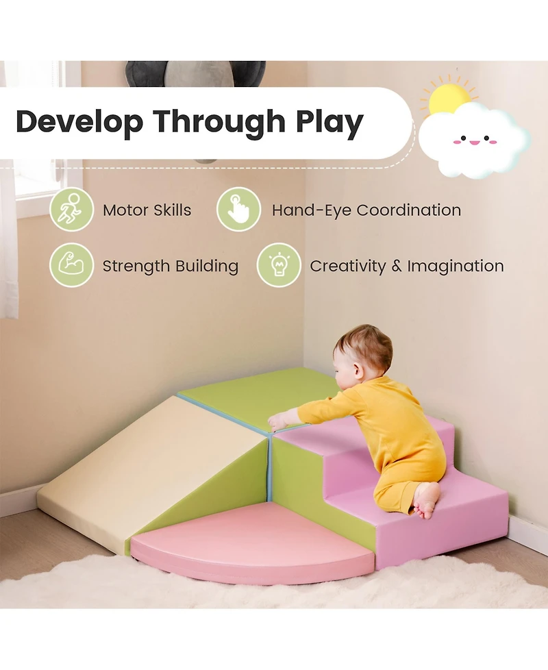 4-Piece Climb and Crawl Foam Block Play Set for Infant Baby