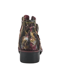 L Artiste Women s Georgiana-scope Western Booties with Handpainted Abstract Leather, Buckle Accent & Rainbow Stitching